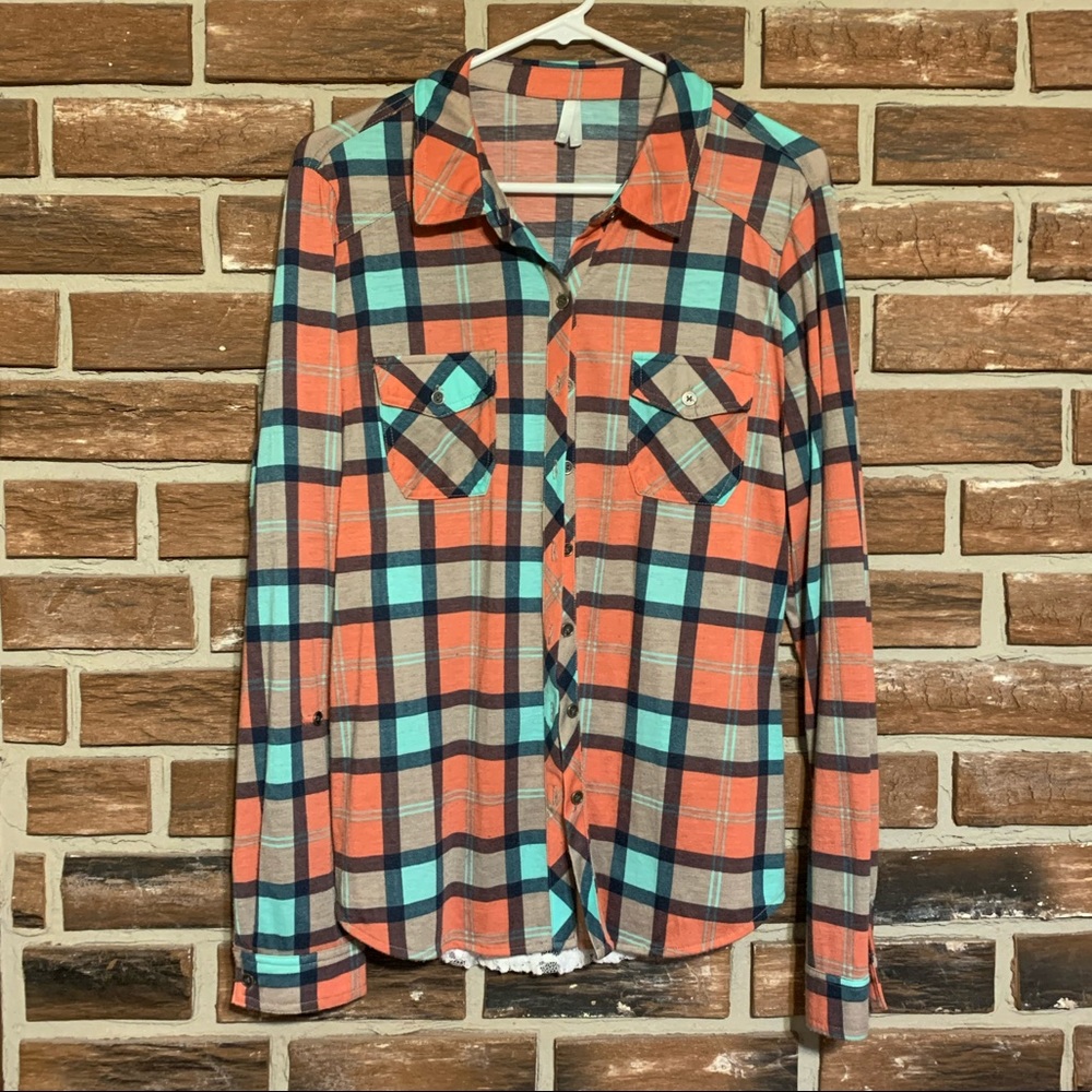 Beautiful Flannel Button Up Top